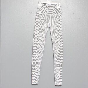 Alo Yoga XS High Waist Engineering Print white gray full length leggings